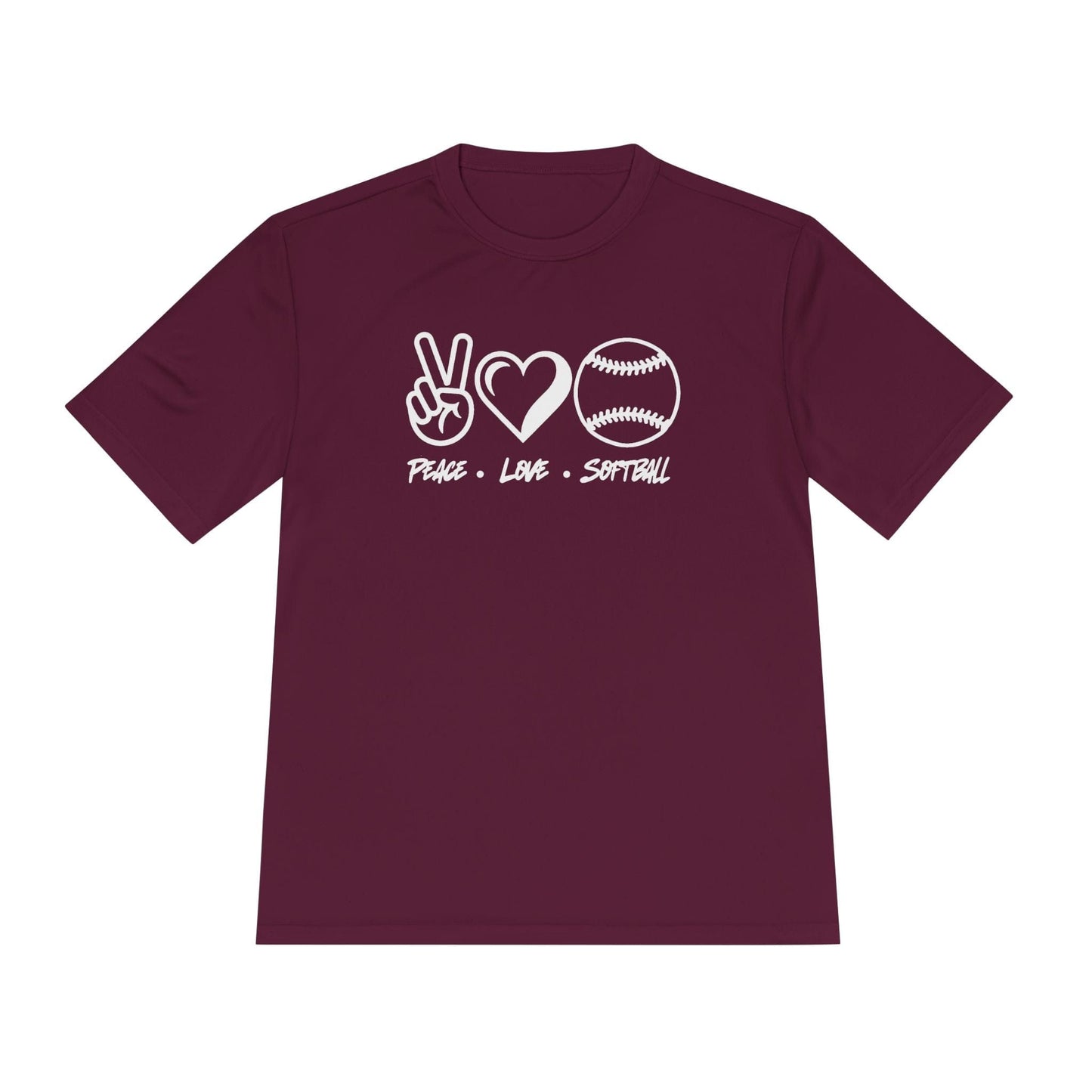 Peace • Love • Softball Unisex Moisture Wicking Tee