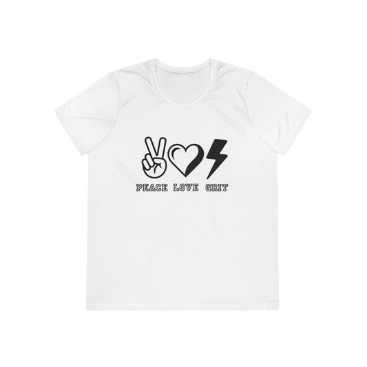 Peace, Love, Grit Ladies Competitor Tee