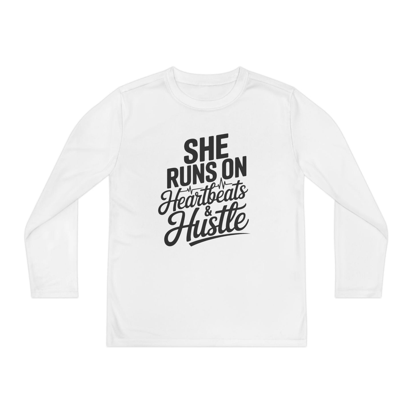 Heartbeats And Hustle Youth Long Sleeve Competitor Tee