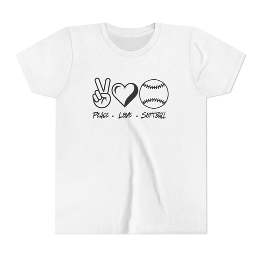 Peace • Love • Softball Youth Short Sleeve Tee