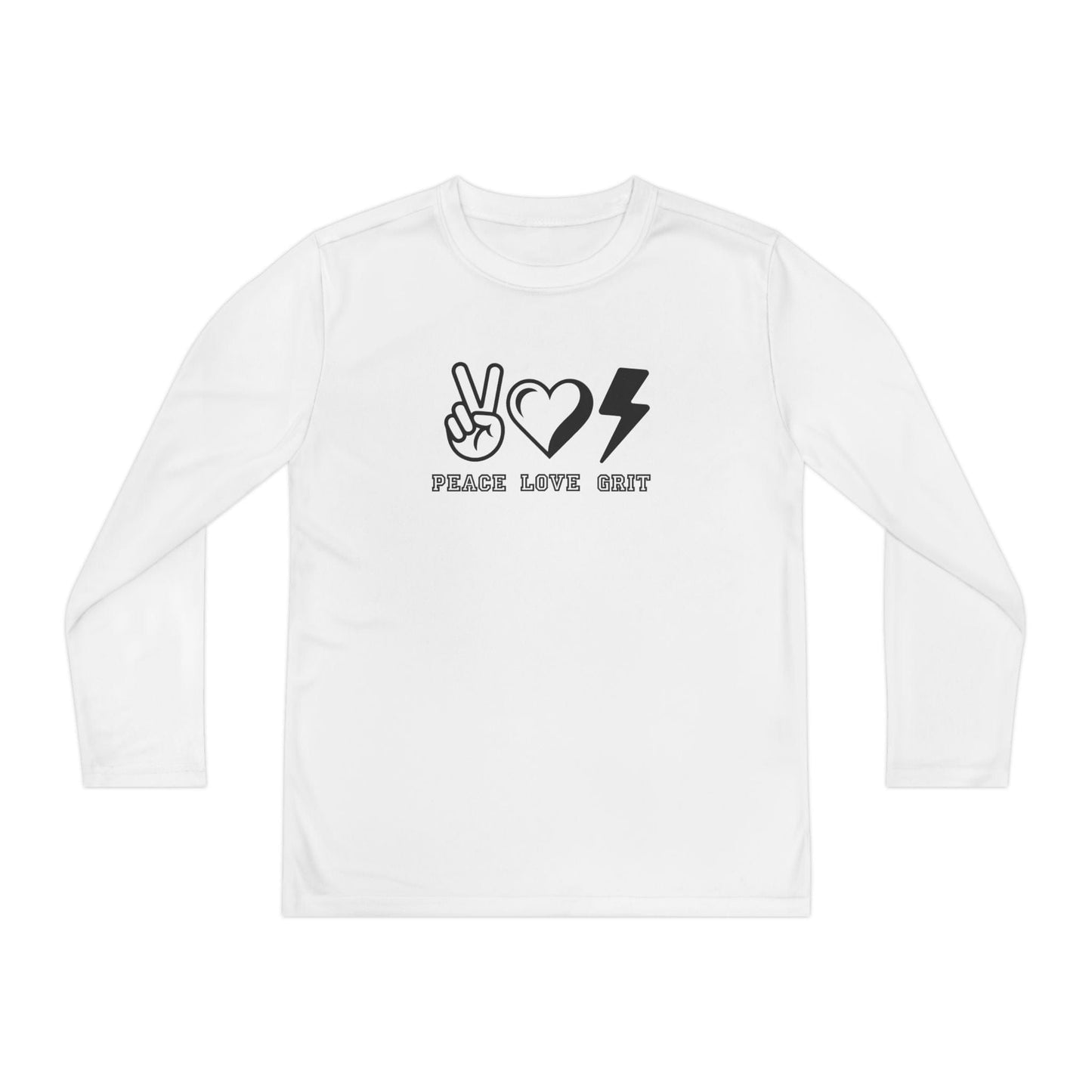 Peace, Love, Grit Youth Long Sleeve Competitor Tee