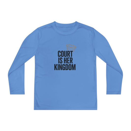 Court Is Her Kingdom Youth Long Sleeve Competitor Tee
