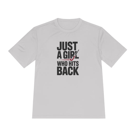 Just A Girl Who Hits Back Unisex Moisture Wicking Tee