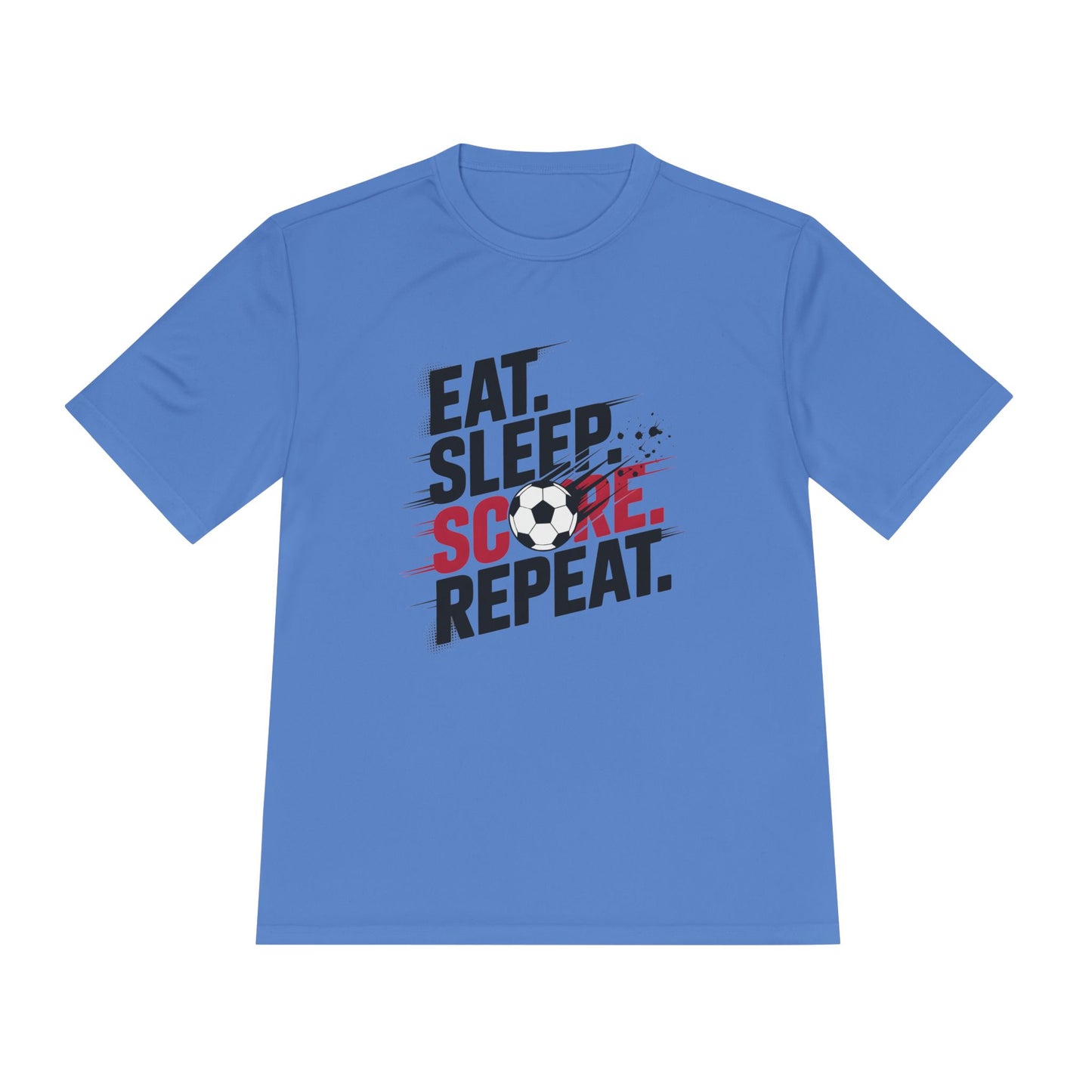 Eat, Sleep, Score Repeat Soccer Unisex Moisture Wicking Tee