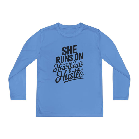Heartbeats And Hustle Youth Long Sleeve Competitor Tee