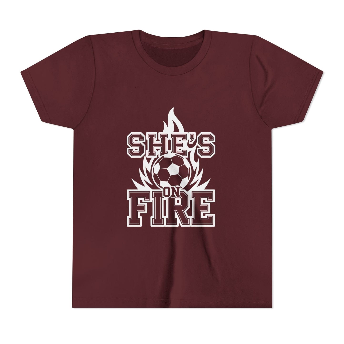 She's On Fire Soccer Youth Short Sleeve Tee