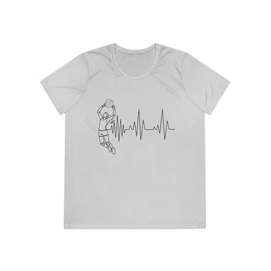 Volleyball Heartbeat Ladies Moisture Wicking Tee