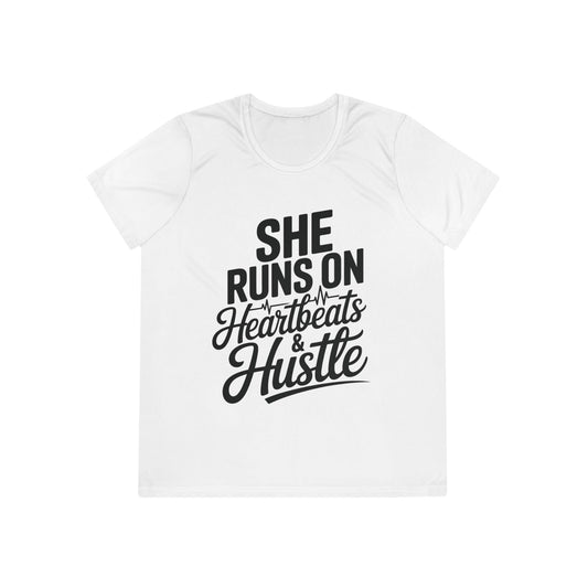 Heartbeats And Hustle Ladies Moisture Wicking Tee