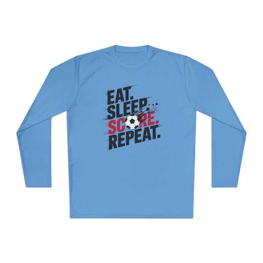 Eat, Sleep, Score Repeat Soccer Lightweight Long Sleeve Tee