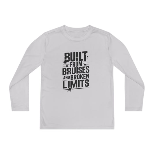 Built From Bruises And Broken Limits Youth Long Sleeve Competitor Tee