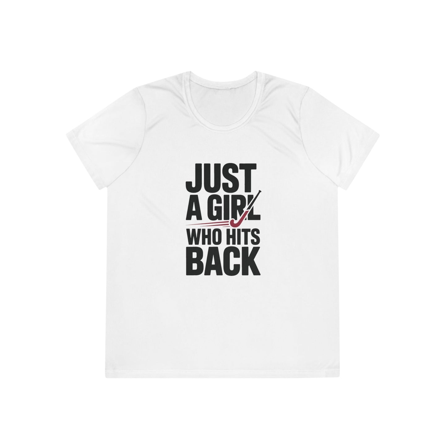 Just A Girl Who Hits Back Ladies Moisture Wicking Tee