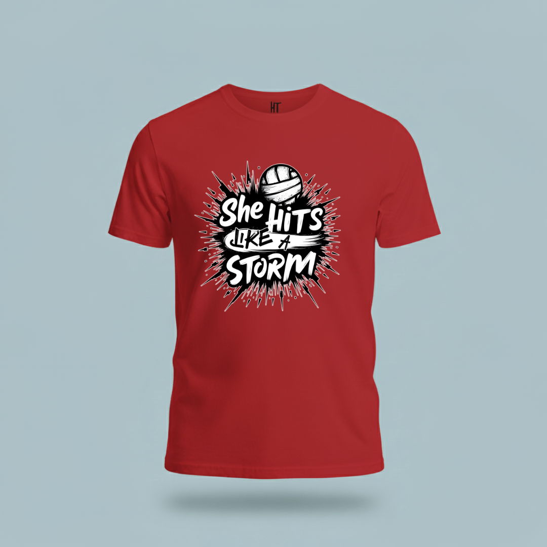 She Hits Like A Storm T-Shirt