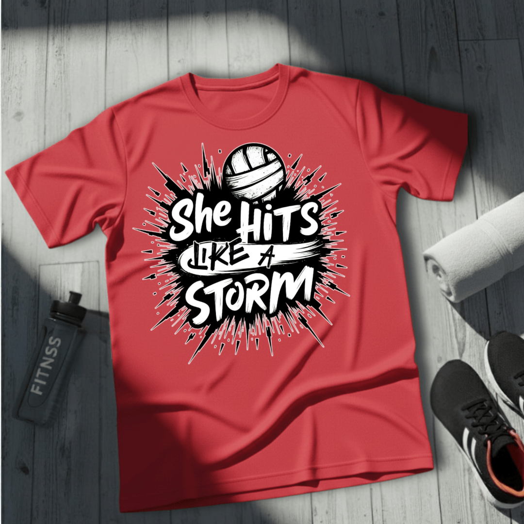 She Hits Like A Storm T-Shirt