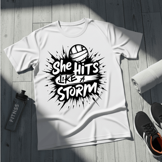 She Hits Like A Storm T-Shirt