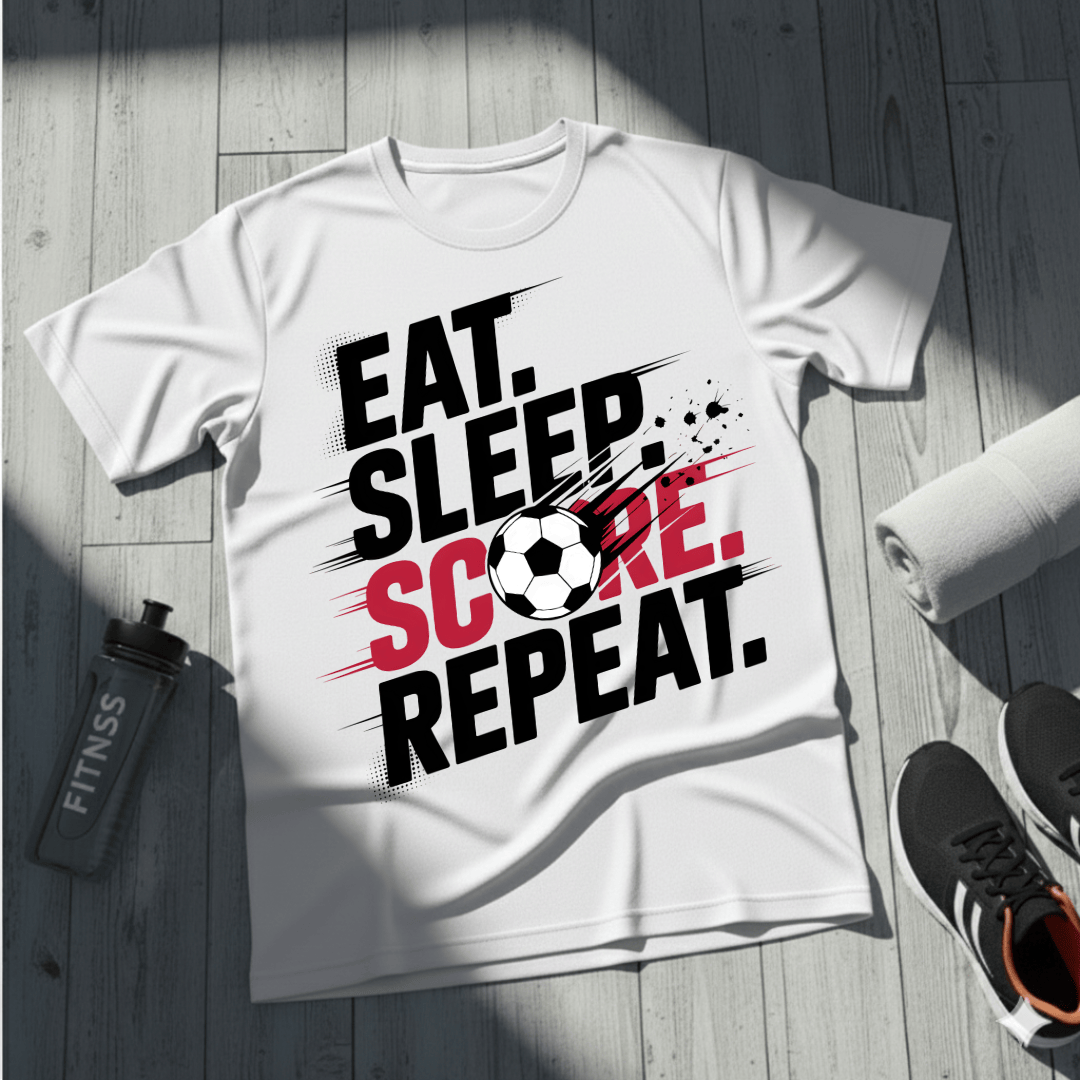 Eat, Sleep, Score Repeat Soccer T-Shirt