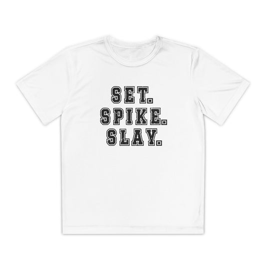 Set.Spike.Slay Youth Moisture Wicking Tee