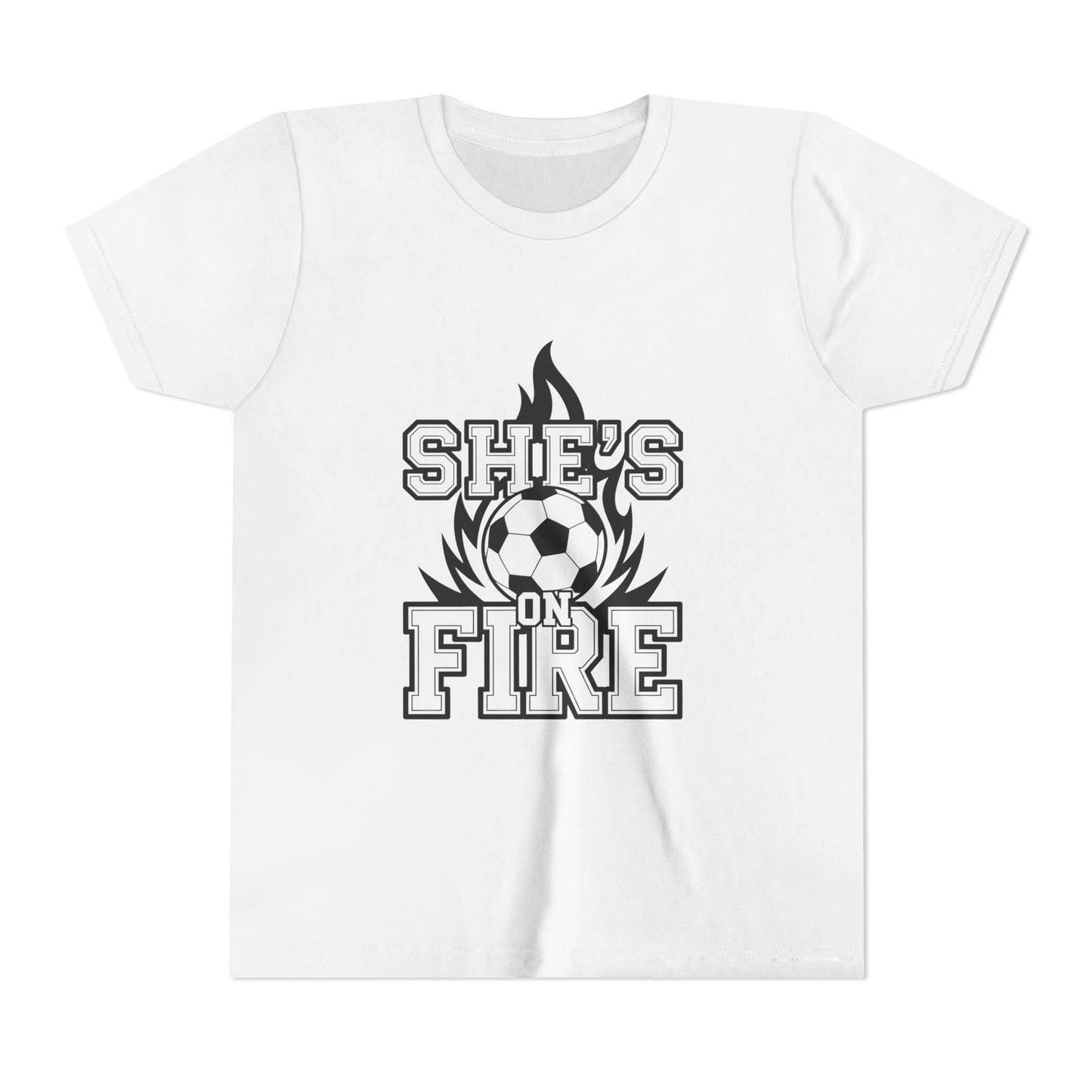She's On Fire Soccer Youth Short Sleeve Tee