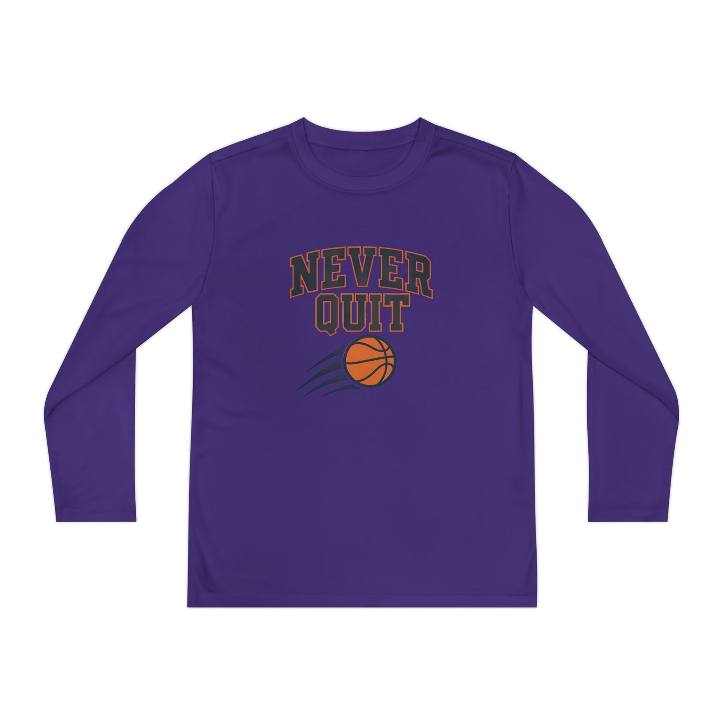 Never Quit Basketball  Youth Long Sleeve Competitor Tee