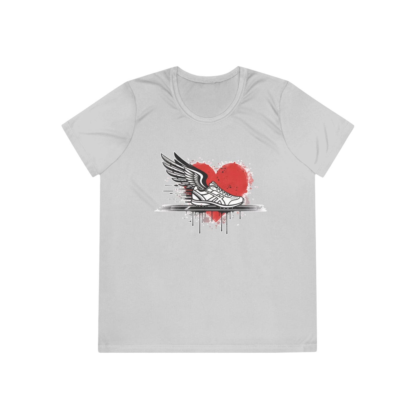 Running Is Her Heartbeat Ladies Moisture Wicking Tee