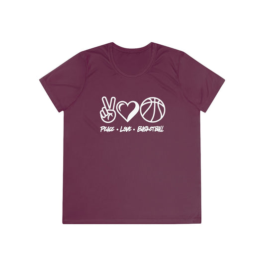 Peace • Love • Basketball Ladies Moisture Wicking Tee