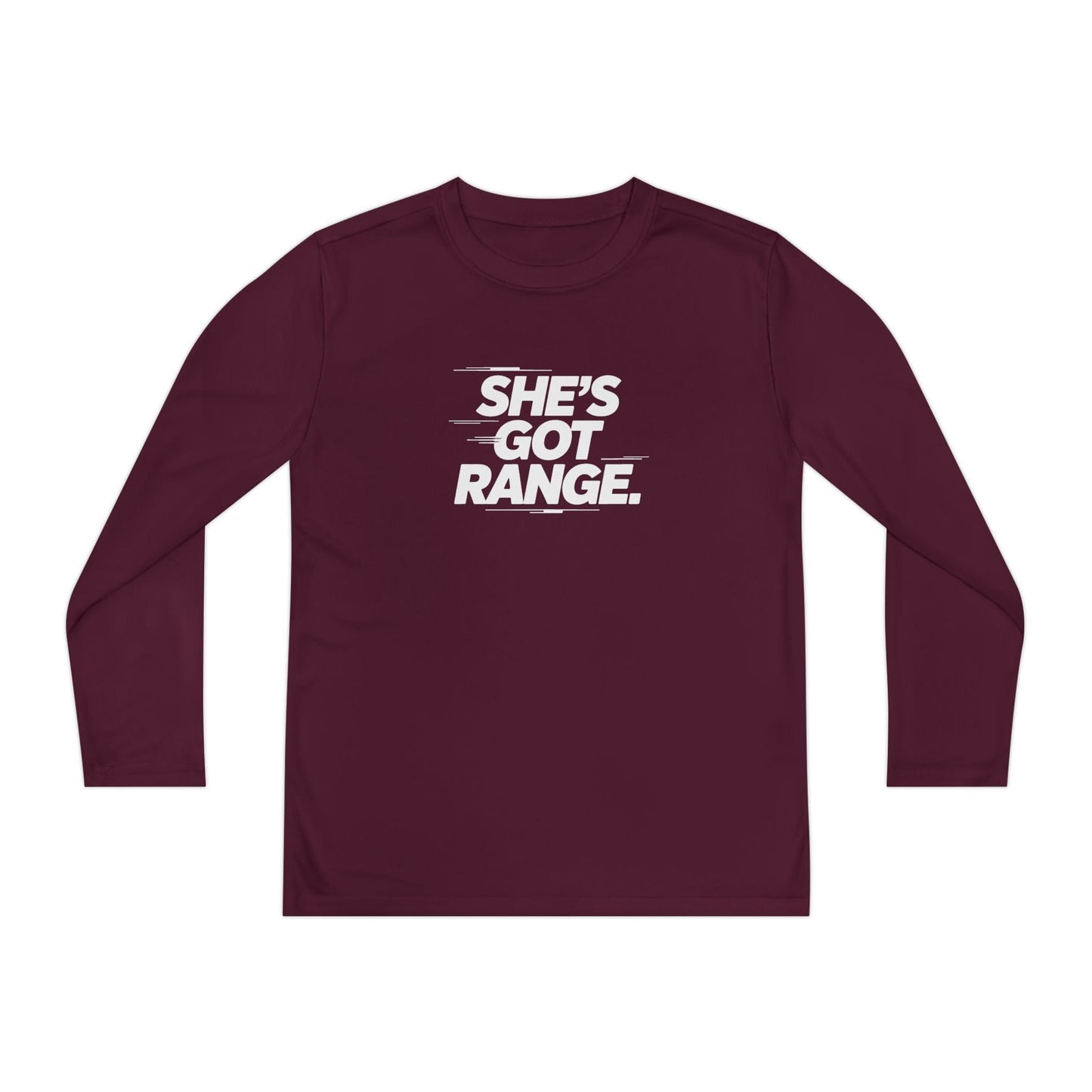 She's Got Range Youth Long Sleeve Competitor Tee