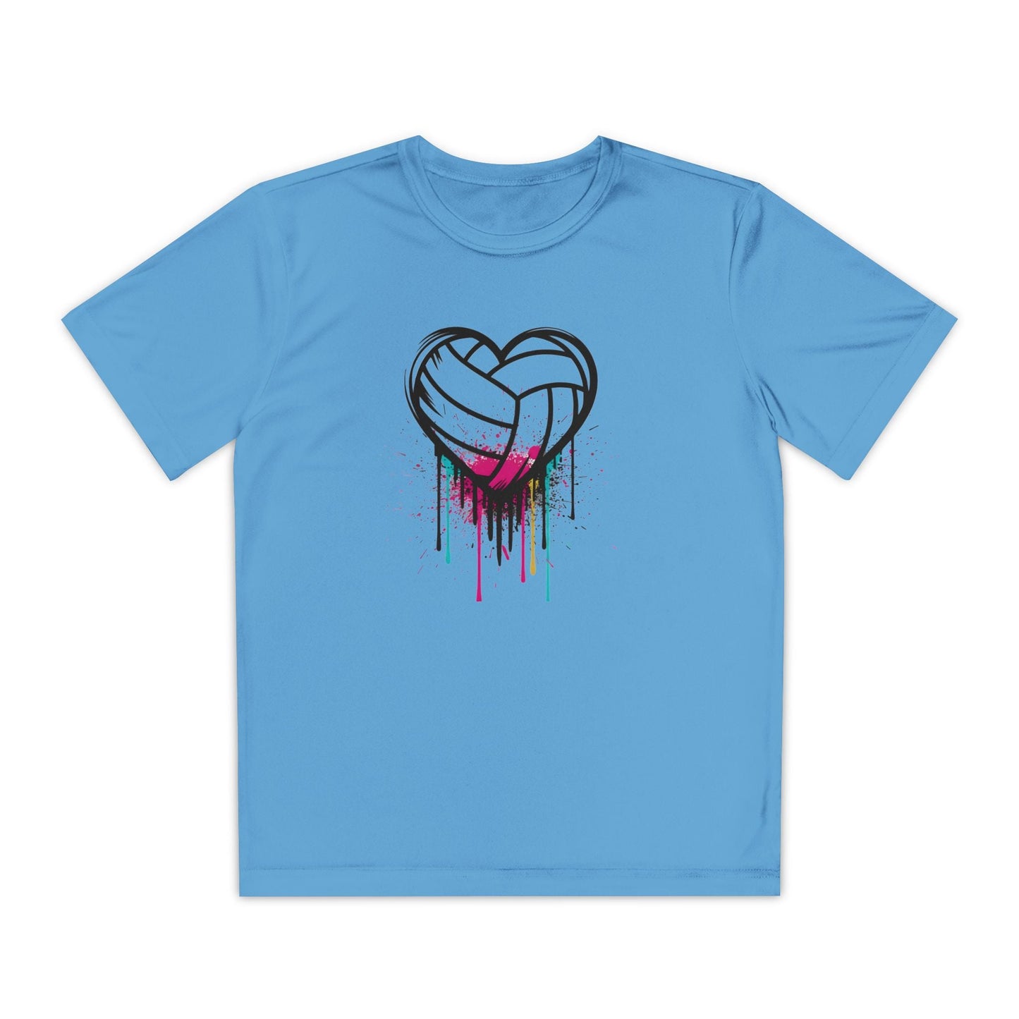 Dripping Volleyball Heart Youth Moisture Wicking Tee