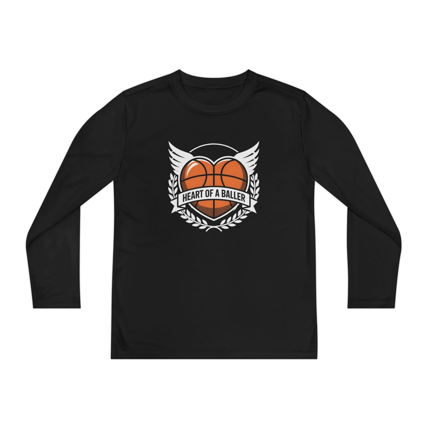 Heart Of A Baller-Basketball Youth Long Sleeve Competitor Tee