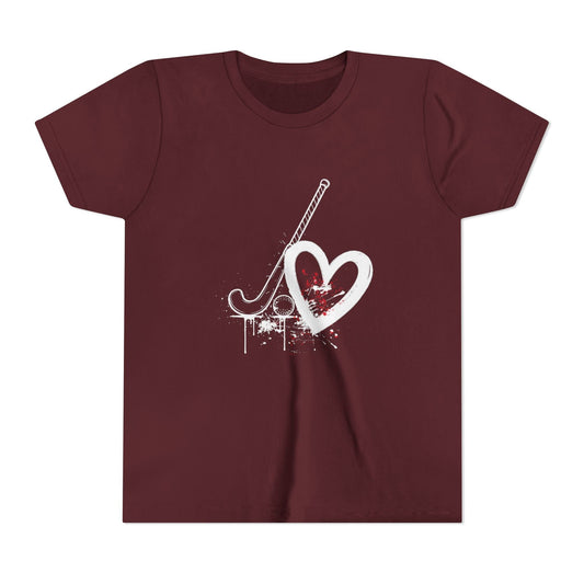 Field Hockey Is Her Heartbeat Youth Short Sleeve Tee