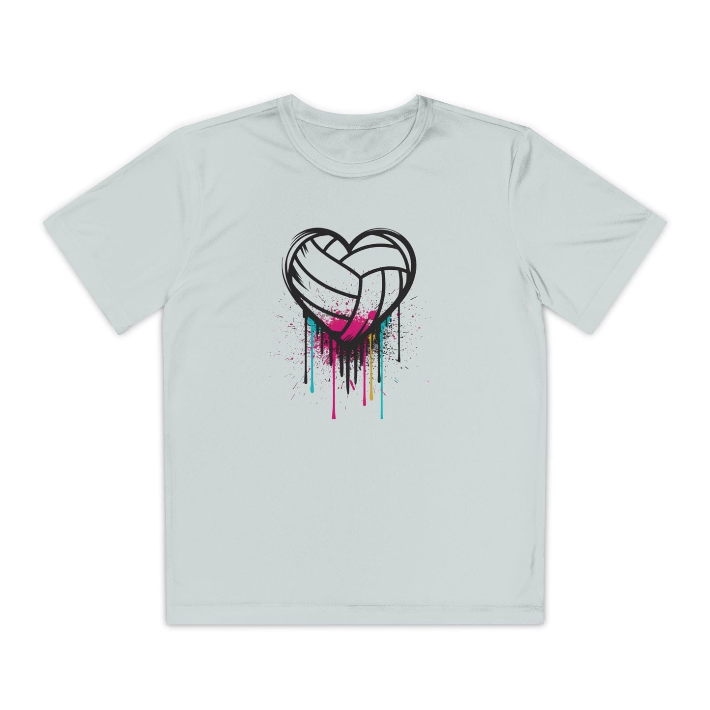 Dripping Volleyball Heart Youth Moisture Wicking Tee