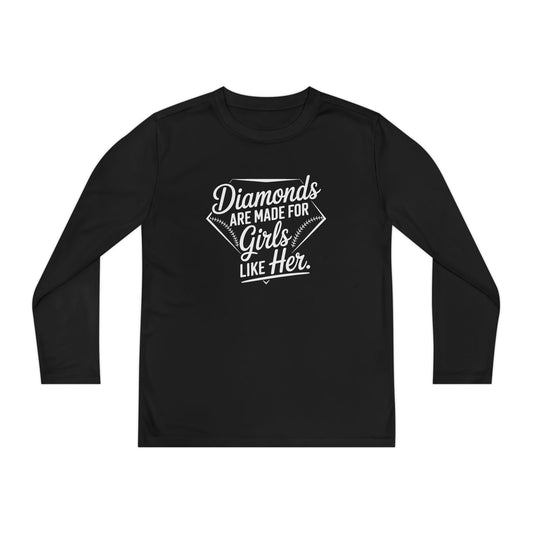 Diamonds Are Made for Girls Like Her Youth Long Sleeve Competitor Tee