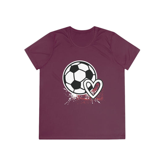Soccer Is Her Heartbeat Ladies Moisture Wicking Tee