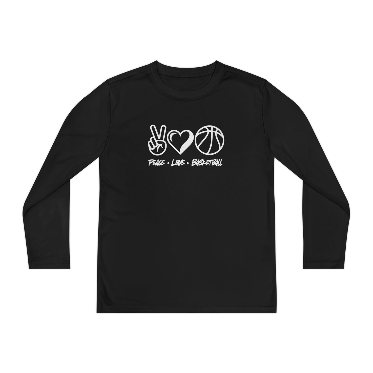 Peace • Love • Basketball Youth Long Sleeve Competitor Tee