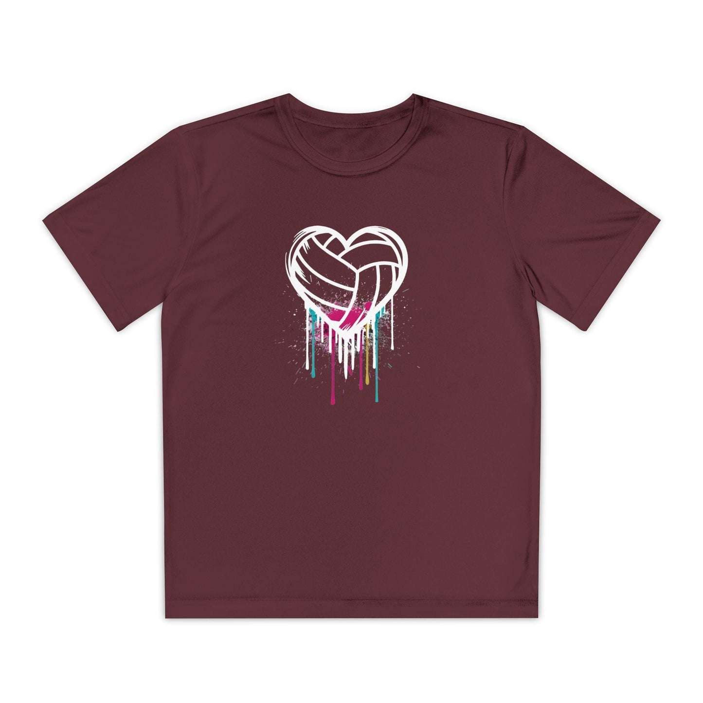 Dripping Volleyball Heart Youth Moisture Wicking Tee