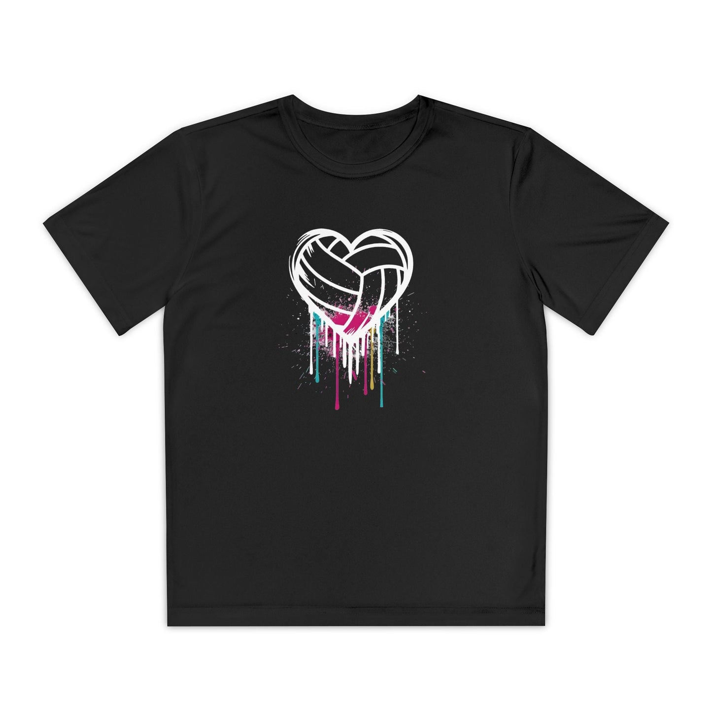 Dripping Volleyball Heart Youth Moisture Wicking Tee