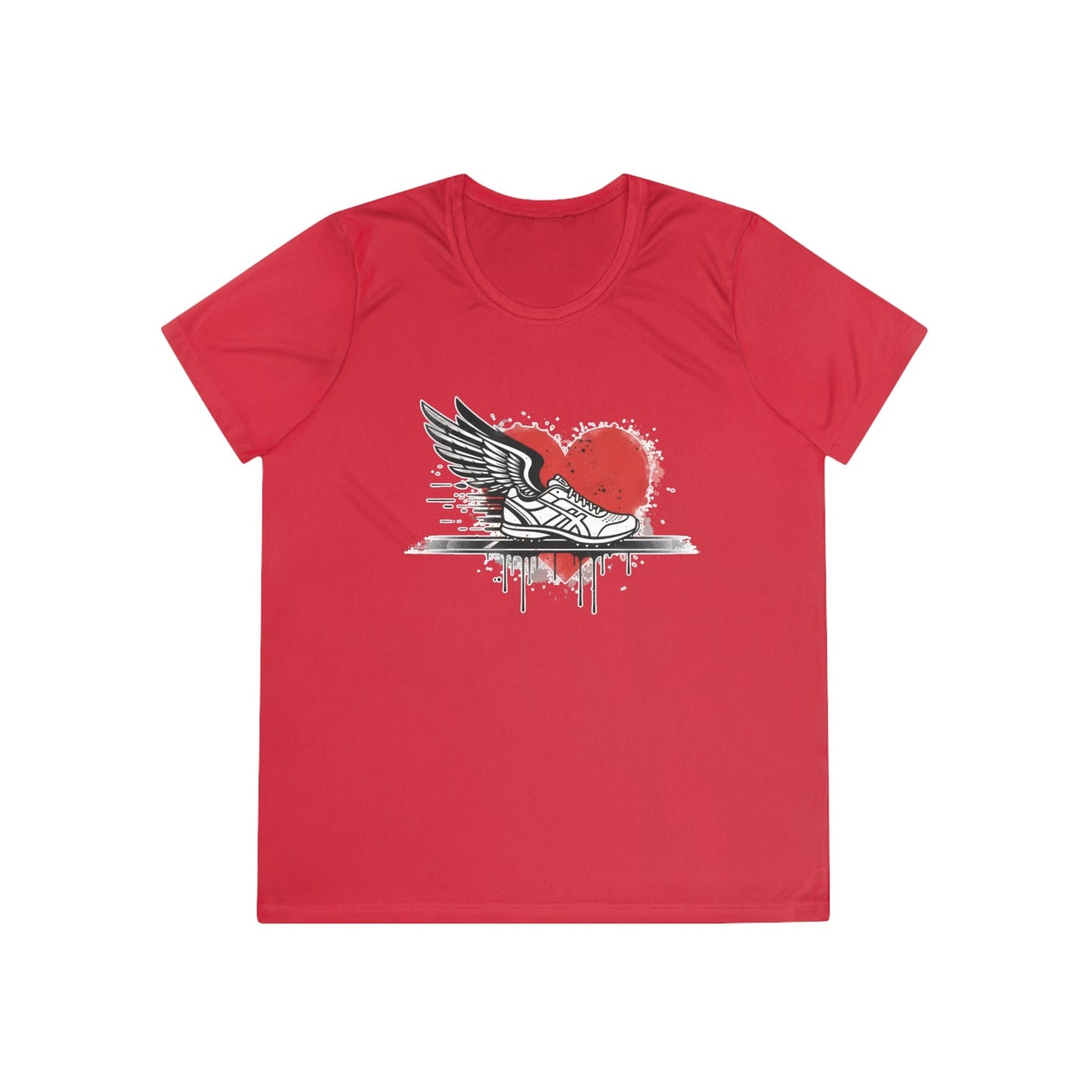 Running Is Her Heartbeat Ladies Moisture Wicking Tee