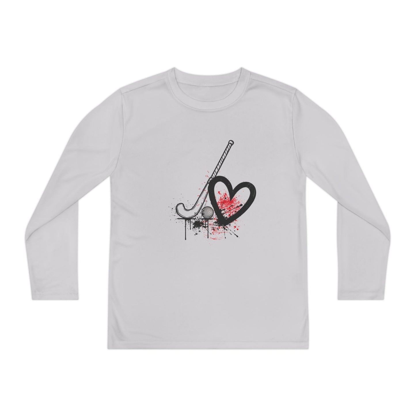 Field Hockey Is Her Heartbeat Youth Long Sleeve Competitor Tee