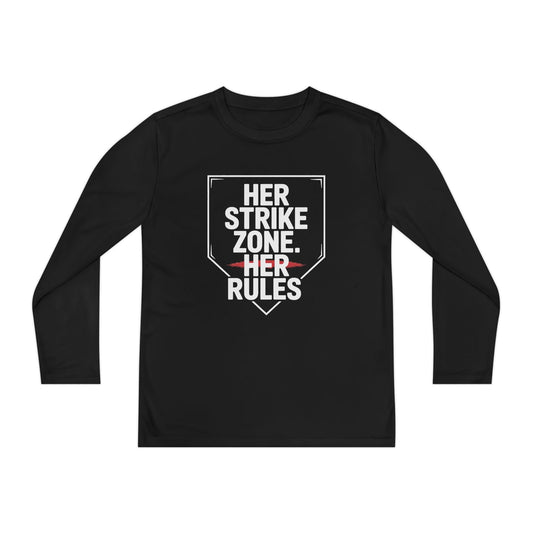 Her Strike Zone, Her Rules Youth Long Sleeve Competitor Tee