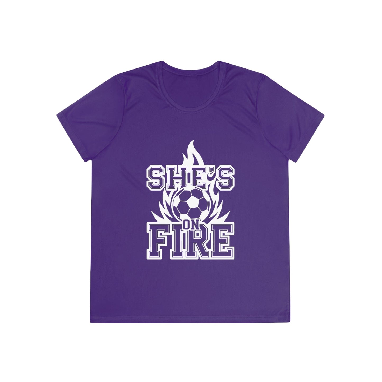 She's On Fire Soccer Ladies Moisture Wicking Tee