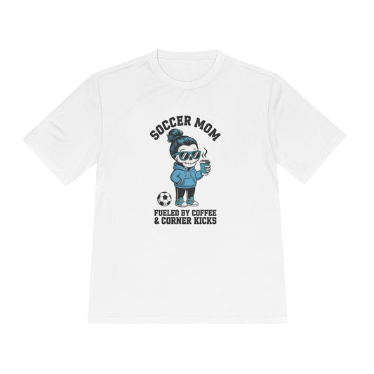 Coffee And Corner Kicks Mom Unisex Moisture Wicking Tee