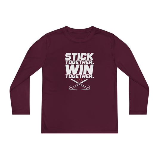 Stick Together. Win Together  Youth Long Sleeve Competitor Tee