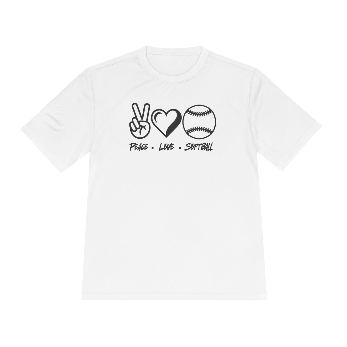 Peace • Love • Softball Unisex Moisture Wicking Tee