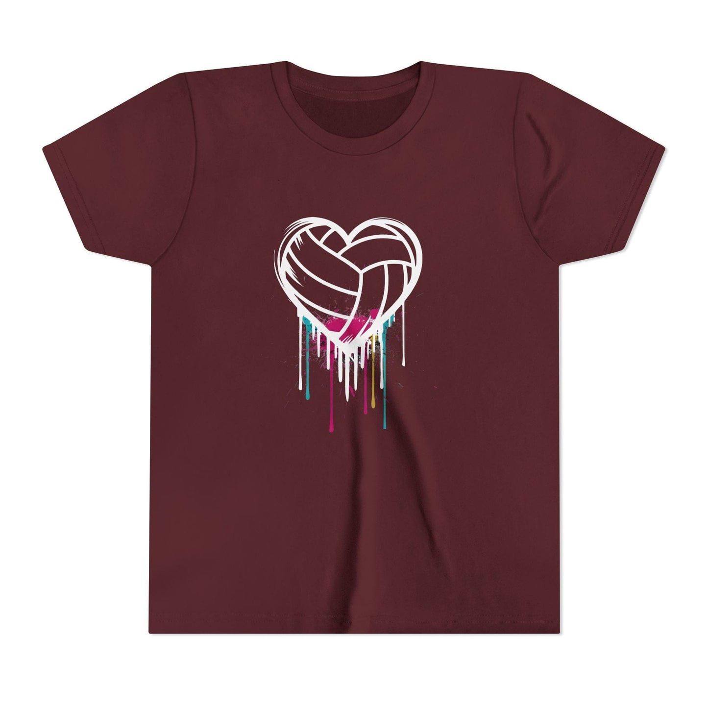 Dripping Volleyball Heart Youth Short Sleeve Tee