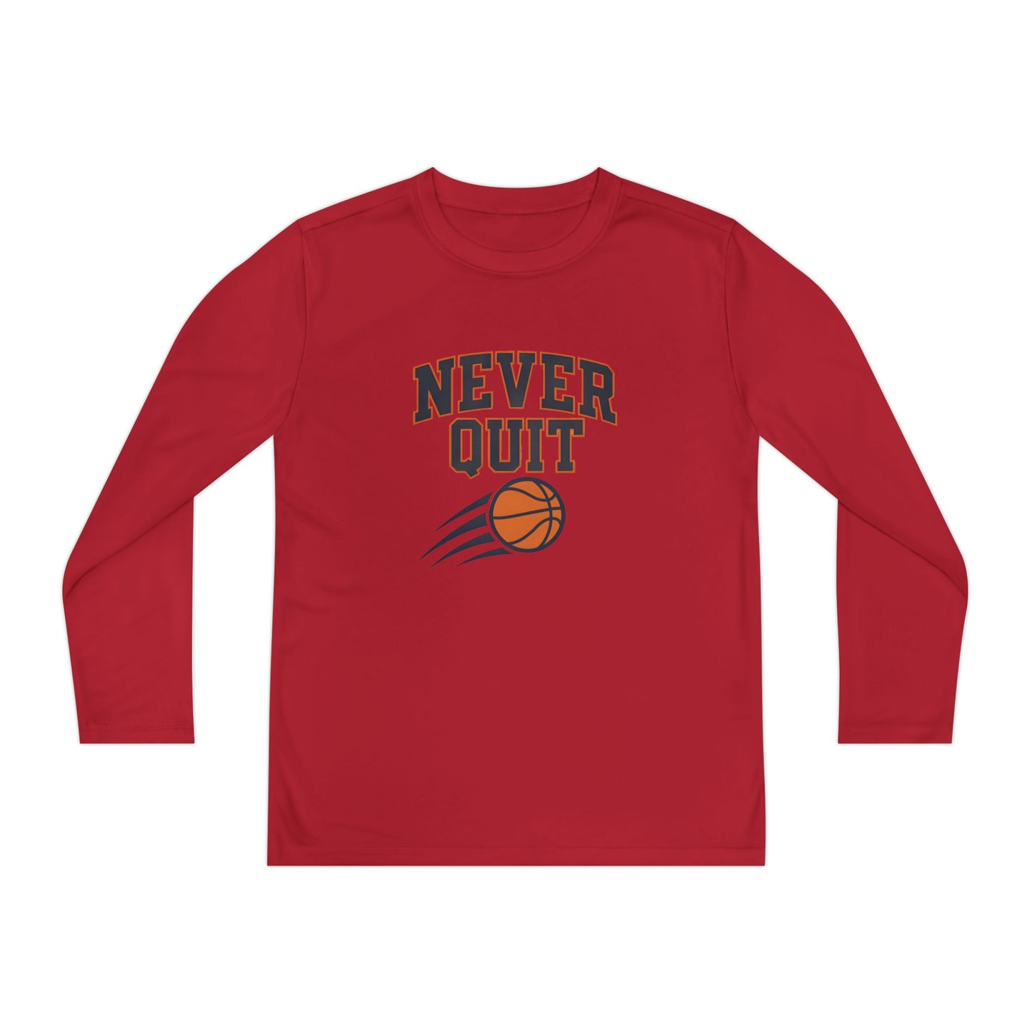Never Quit Basketball  Youth Long Sleeve Competitor Tee