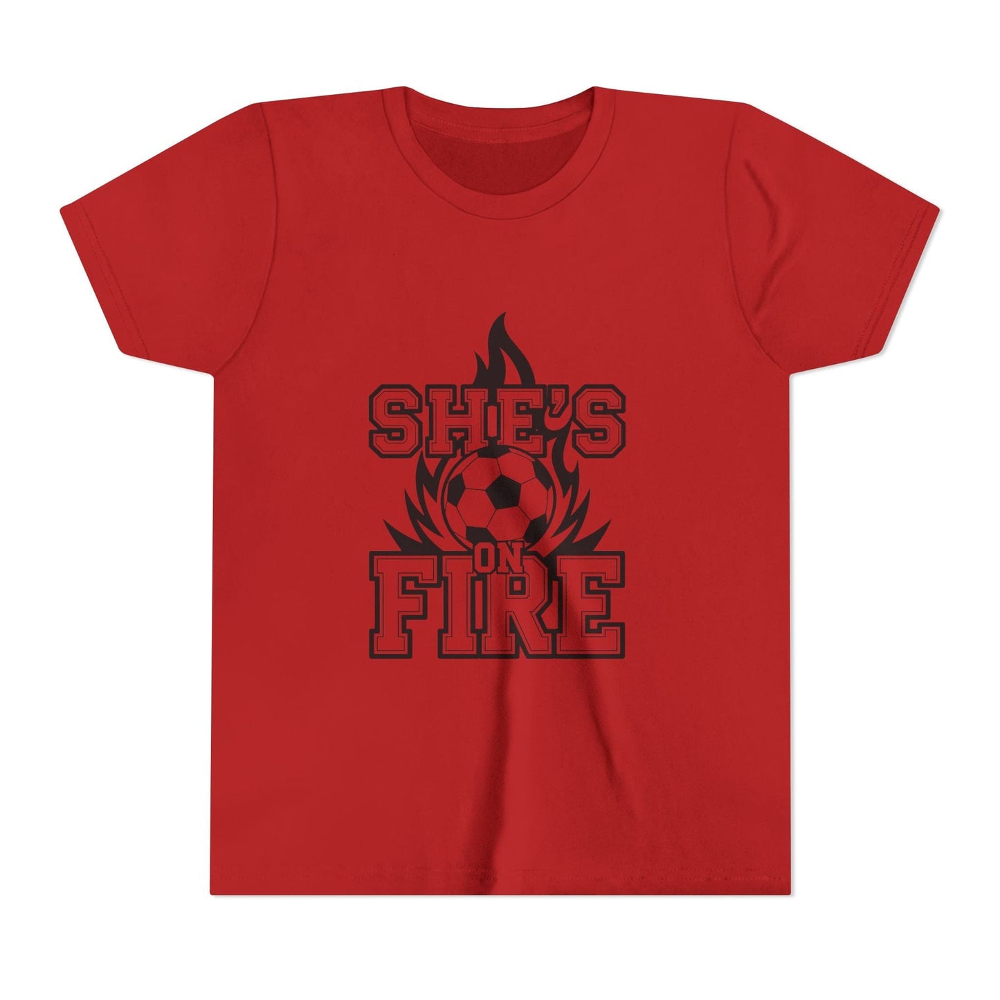 She's On Fire Soccer Youth Short Sleeve Tee