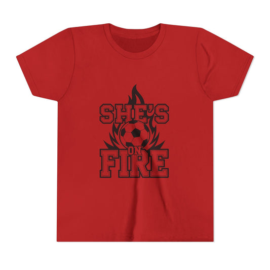 She's On Fire Soccer Youth Short Sleeve Tee