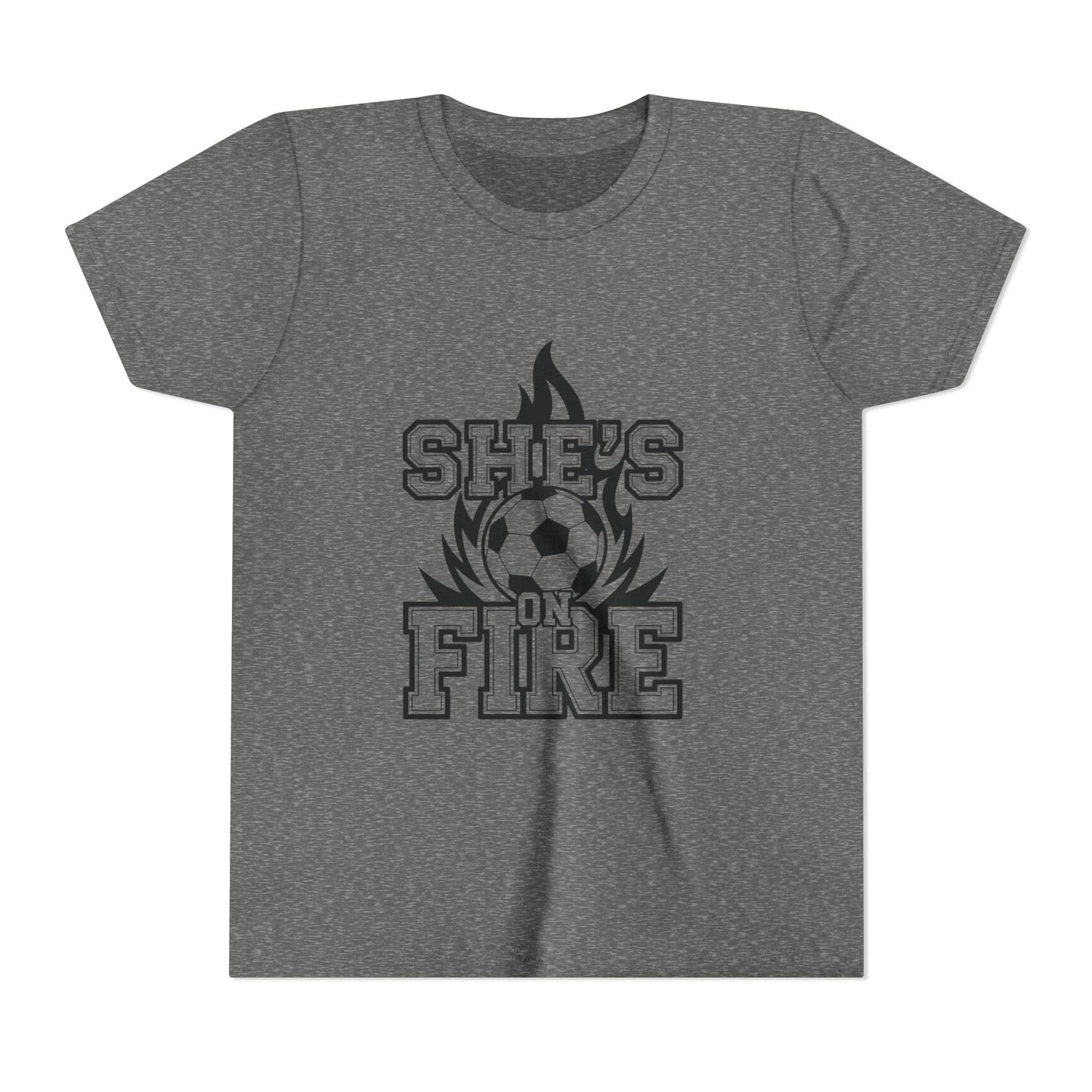 She's On Fire Soccer Youth Short Sleeve Tee