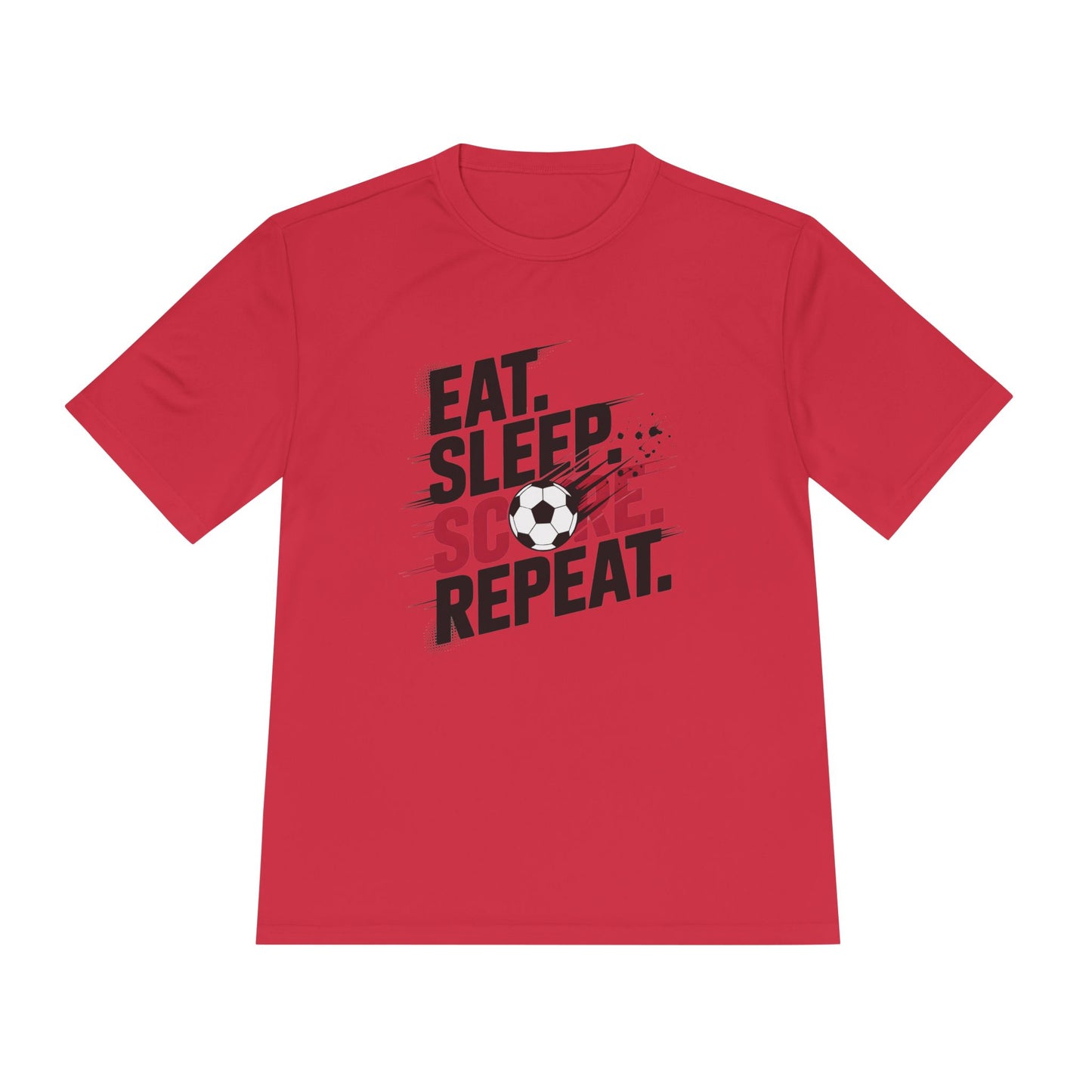 Eat, Sleep, Score Repeat Soccer  Unisex Moisture Wicking Tee
