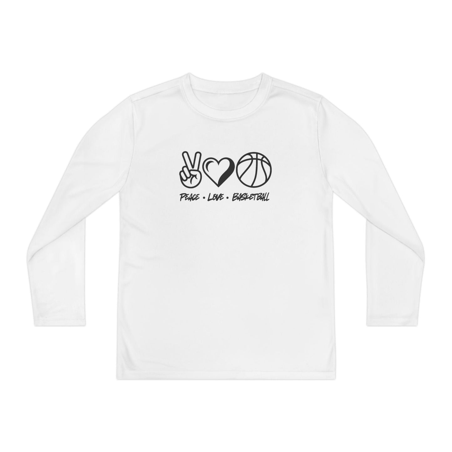 Peace • Love • Basketball Youth Long Sleeve Competitor Tee