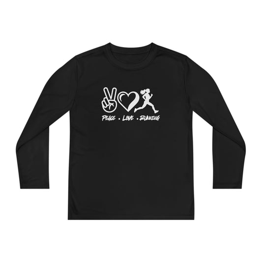 Peace • Love • Running Youth Long Sleeve Competitor Tee