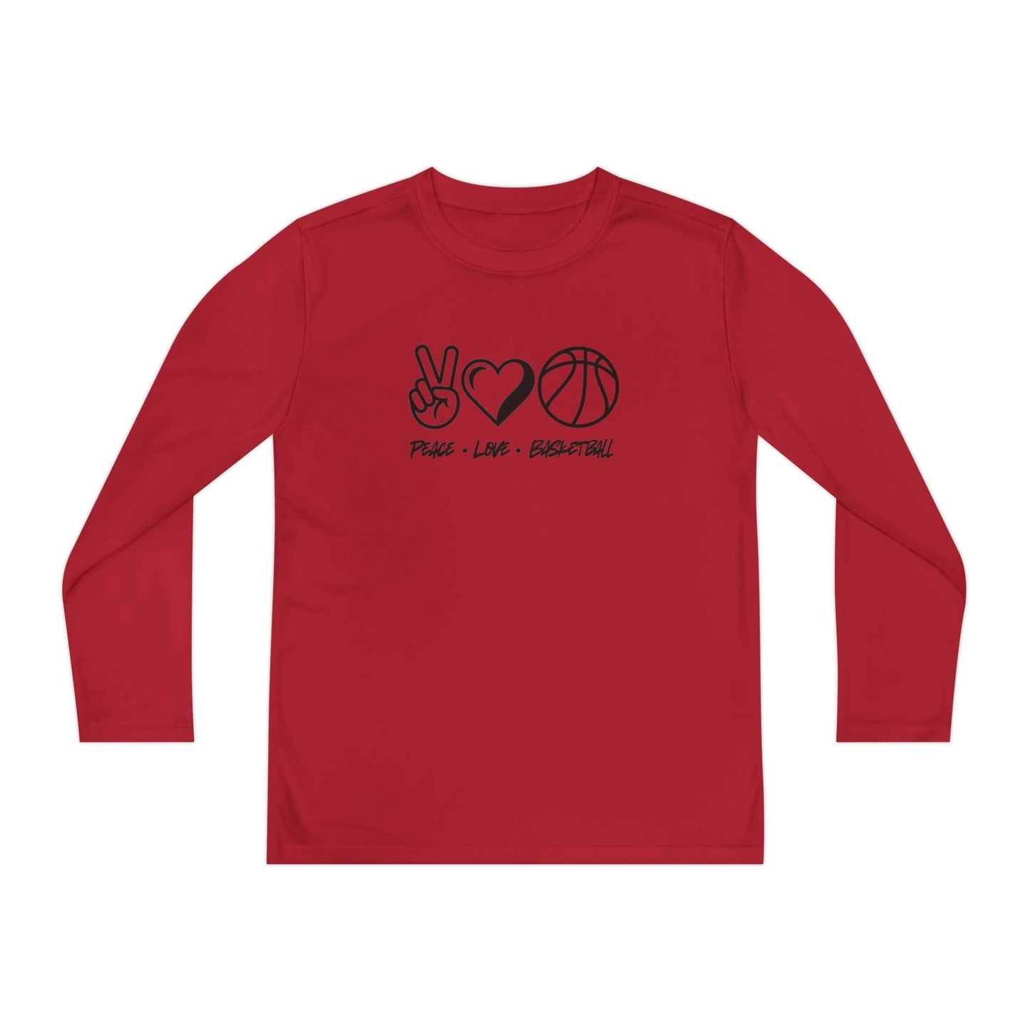 Peace • Love • Basketball Youth Long Sleeve Competitor Tee